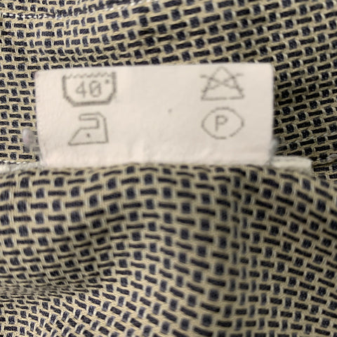 ERMENEGILDO ZEGNA Size L Taupe Geometric Cotton Button Down Long Sleeve Shirt