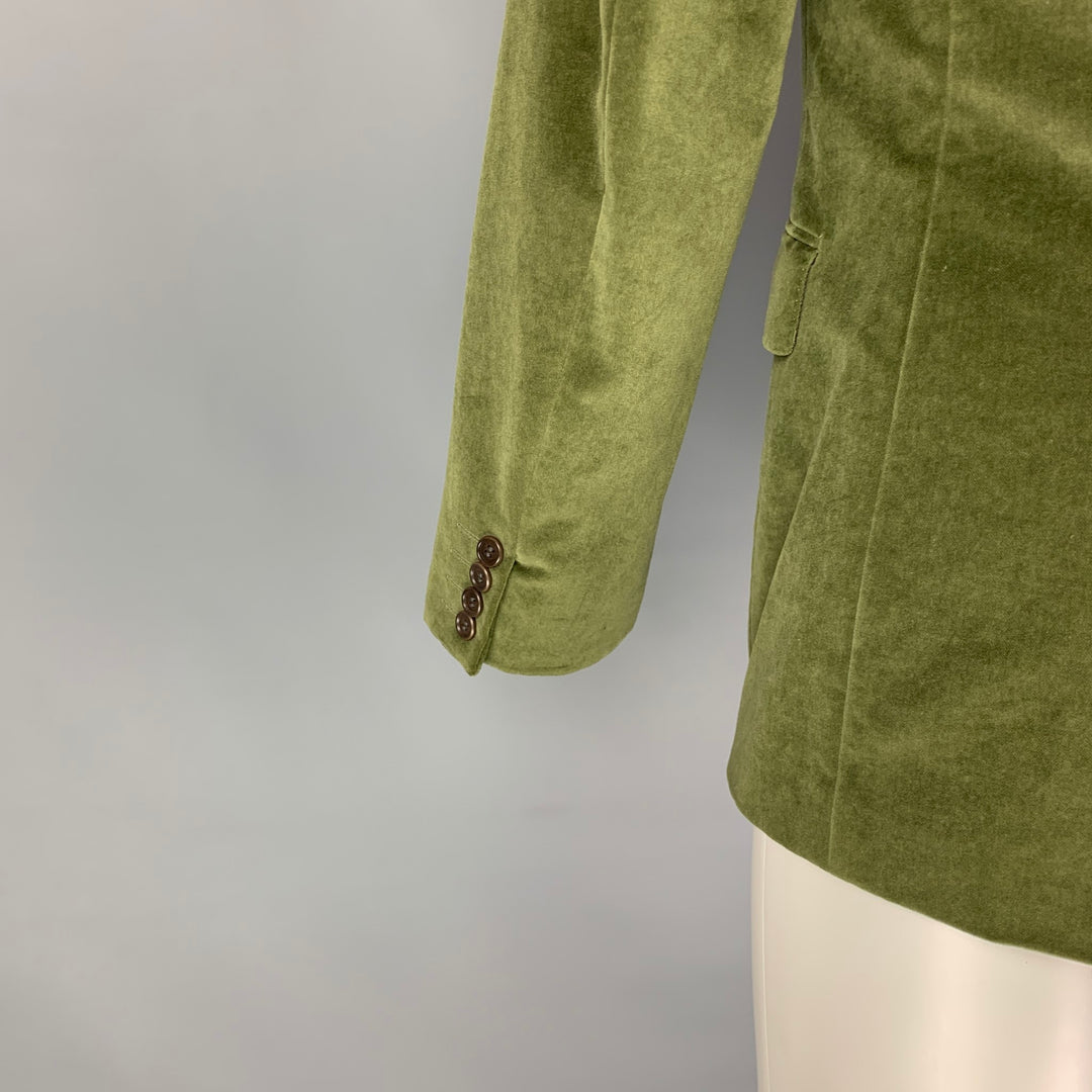 PS by PAUL SMITH Size 40 Green Velvet Cotton Notch Lapel Sport Coat