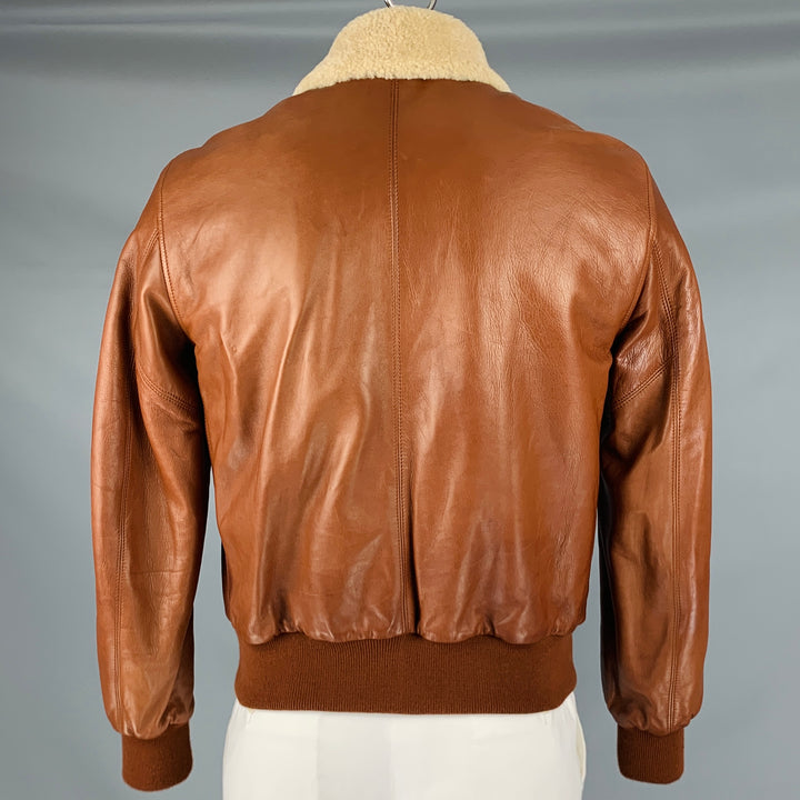 RALPH LAUREN Size L Brown Leather Zip Up Jacket