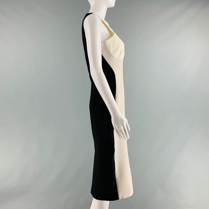 STELLA McCARTNEY Size 6 Black Beige & Cream Polyamide Eastane Color Block Dress