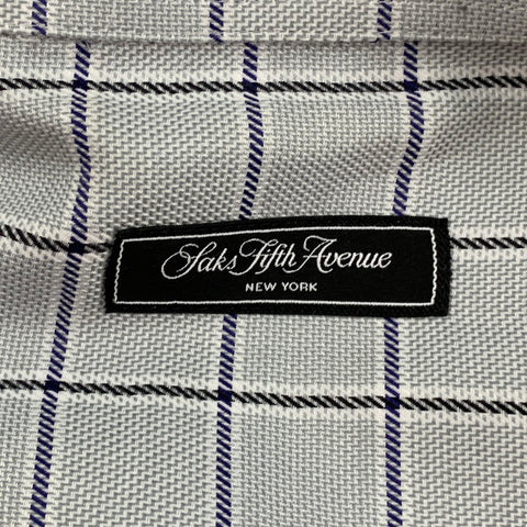 SAKS FIFTH AVENUE Size XL Blue Plaid Cotton Button Down Long Sleeve Shirt