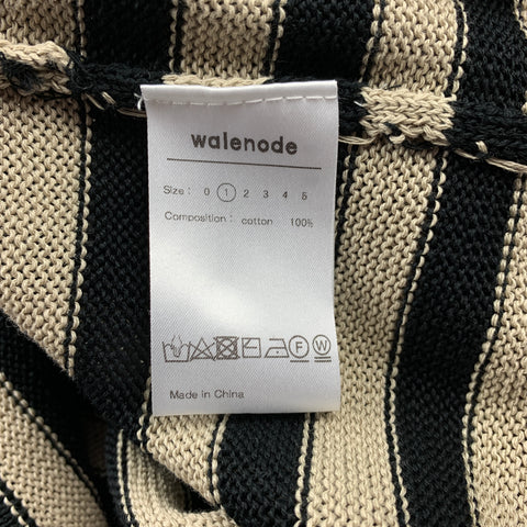 WALENODE Talla S Jersey de algodón con cuello redondo a rayas en negro y beige