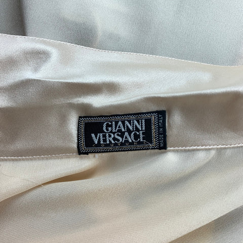 GIANNI VERSACE Size 4 Nude Satin Silk French Cuff Blouse