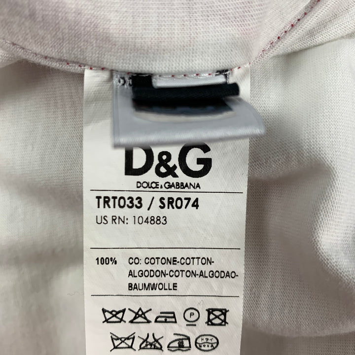 D&G by DOLCE & GABBANA Size S White Red Cotton Crew-Neck T-shirt