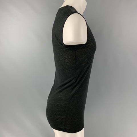 IRO Tissa Size XS Black Solid Linen Sleeveless Tank Top