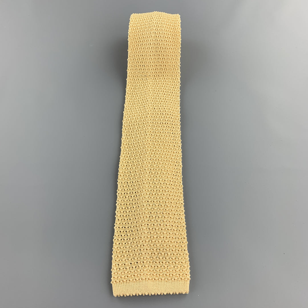 TURNBULL &amp; ASSER Corbata de punto texturizada de seda amarilla y beige