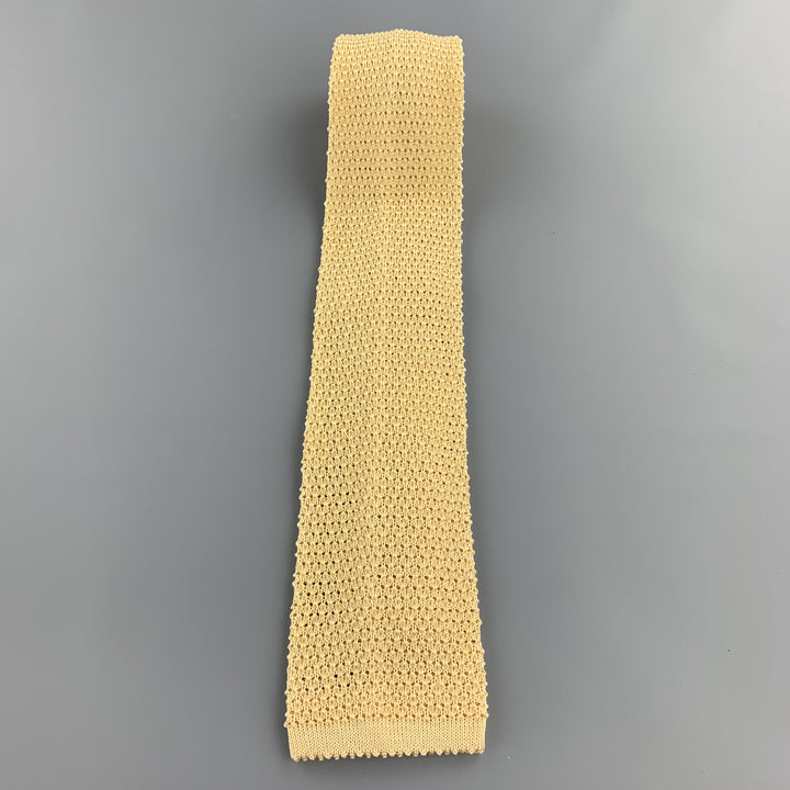 TURNBULL &amp; ASSER Corbata de punto texturizada de seda amarilla y beige