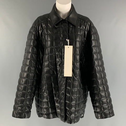 IENKI IENKI Size XS Black Polyester Blend Quilted Faux Leather Jacket