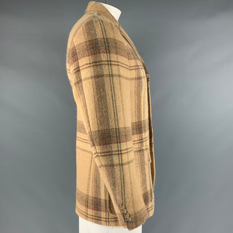 POLO by RALPH LAUREN Size 42 Beige Brown Plaid Single Breasted Sport Coat
