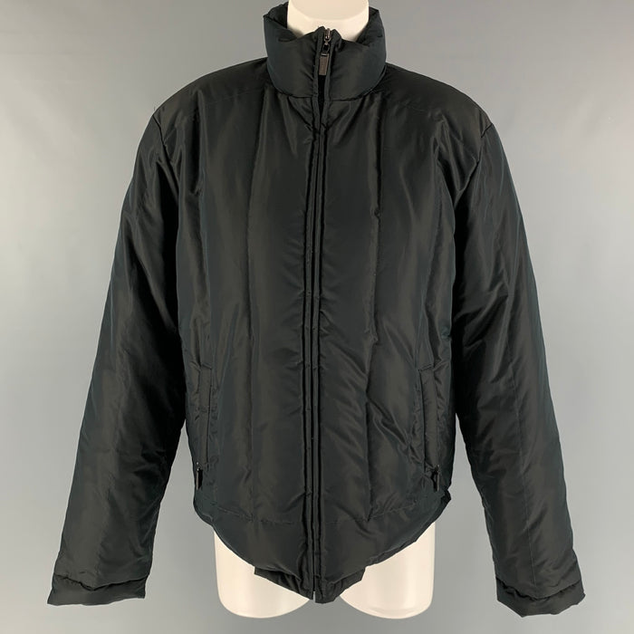 ETRO Size M Black Polyester Quilted Zip Up Jacket