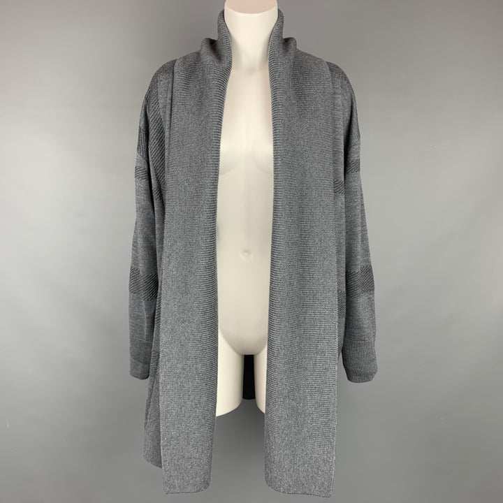 BURBERRY LONDON Olona Taille S Cardigan en laine mérinos gris et anthracite