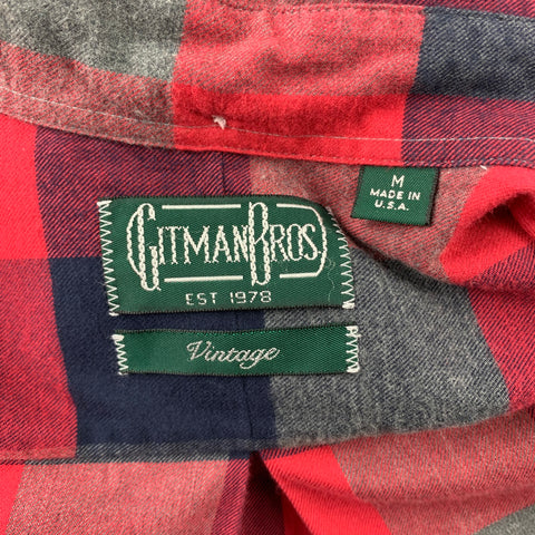 GITMAN VINTAGE Size M Red & Navy Plaid Cotton Button Down Long Sleeve Shirt