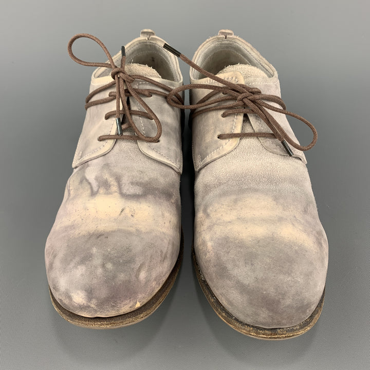 LAYER-O Talla 7 Zapatos brogue de encaje de cuero desgastado gris