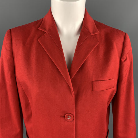 VALENTINO RED Size 8 Red Stretch Cotton Cropped Blazer