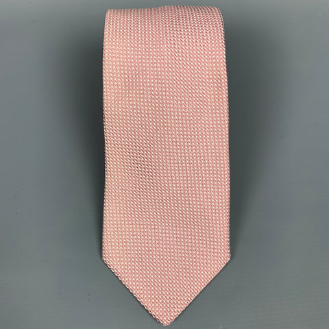 MASSIMO BIZZOCCHI Pink & White Textured Silk Tie