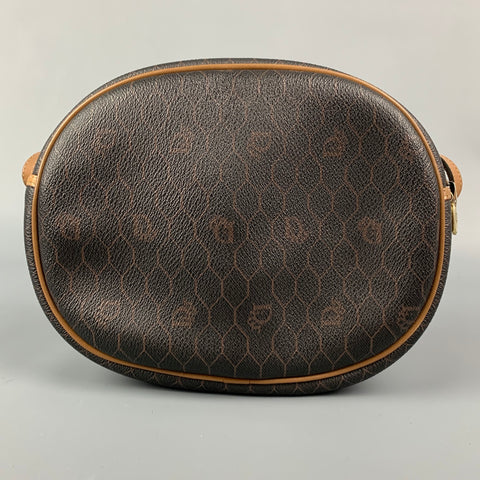 Sac à main vintage en toile enduite de nid d'abeille marron et beige CHRISTIAN DIOR