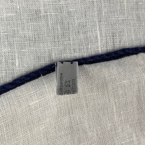 ERMENEGILDO ZEGNA Cream Navy Linen Pocket Square