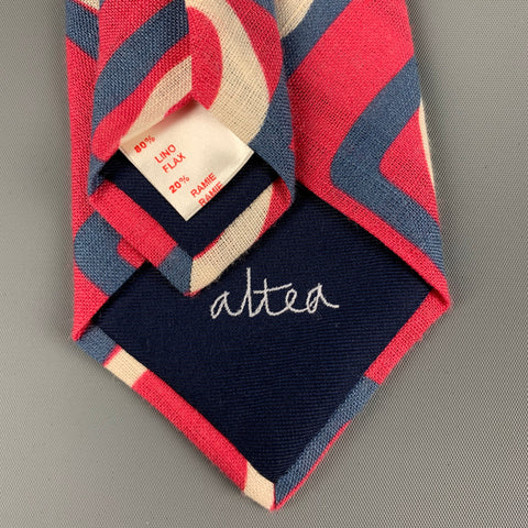 Corbata de ramio de lino con estampado rojo marino ALTEA