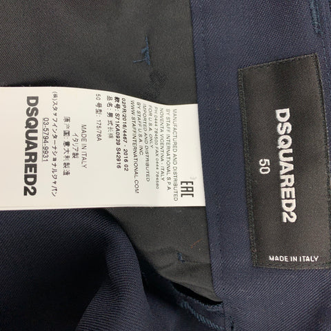 DSQUARED2 Size 34 Navy Wool Cropped Pleated Overlay Casual Pants