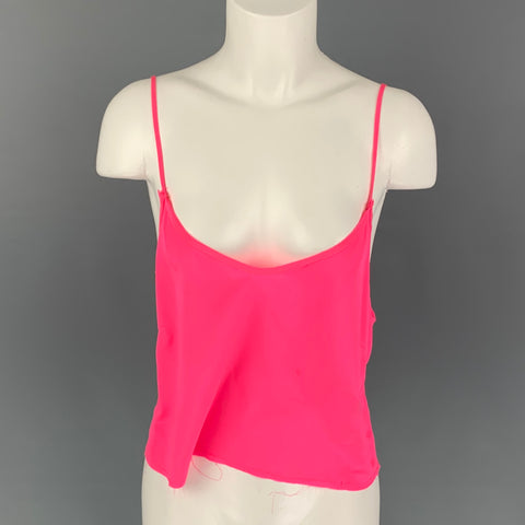 LOVESHACKFANCY Top de vestido lencero liso de seda rosa talla S