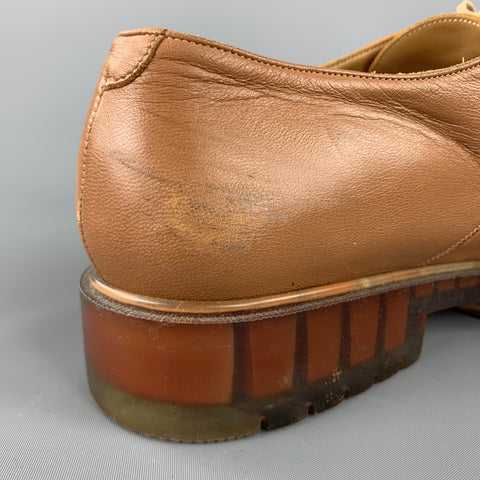 ROBERT CLERGERIE Size 11 Tan  Leather Lace Up See Through Sole Shoes
