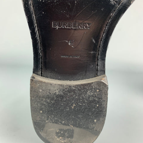 BURBERRY LONDON Size 9 Black Perforated Patent Leather Wingtip Lace Up Shoes