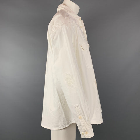 VISVIM Camisa protectora Grand River L/S de algodón desgastado blanco talla M