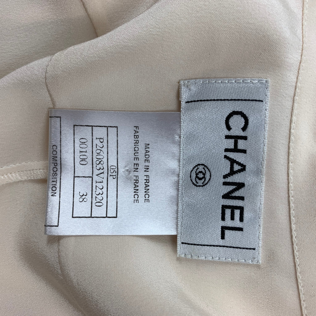 CHANEL 00100 05P Size 4 Beige Silk Sleeveless Dress Top – Sui Generis  Designer Consignment