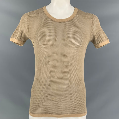 BURBERRY PRORSUM Spring 2011 Size L Khaki Mesh Cotton T-shirt