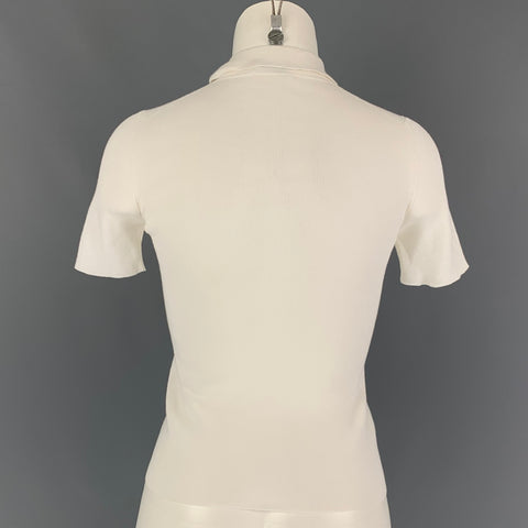 PRADA Size 4 White Cotton Short Sleeve Polo Shirt