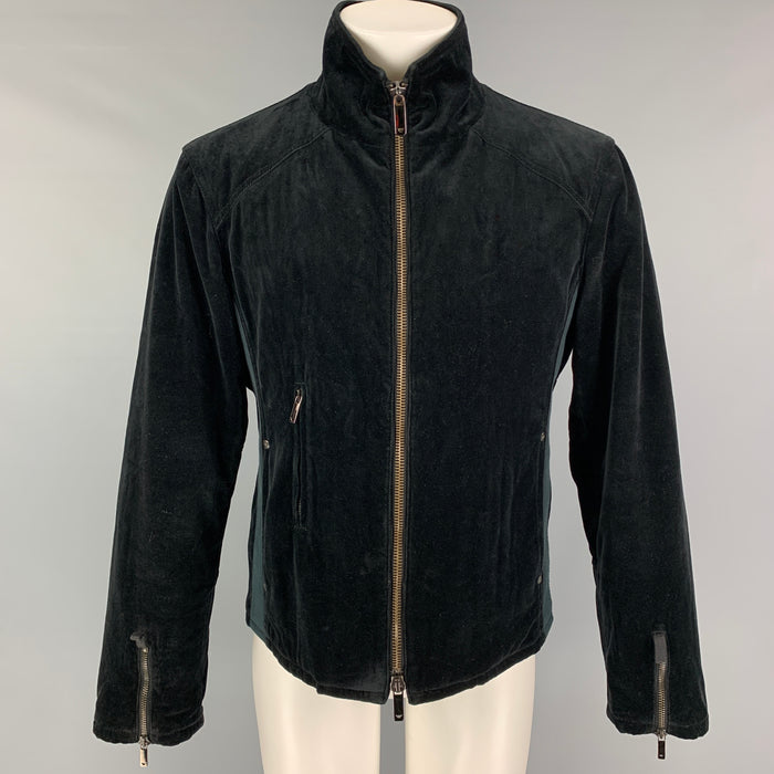 EMPORIO ARMANI Chaqueta con cremallera de algodón negra talla S