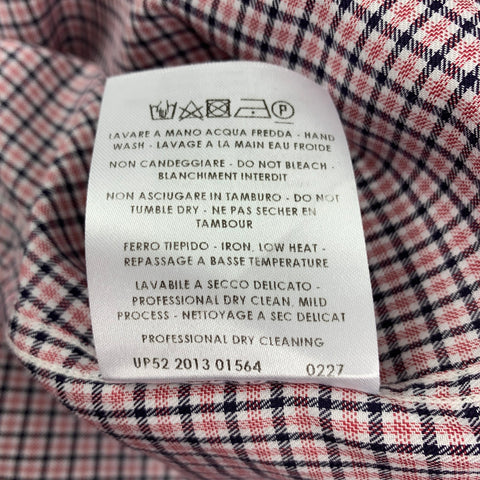 GUCCI Size L Red & Black Checkered Cotton Slim Fit Long Sleeve Shirt