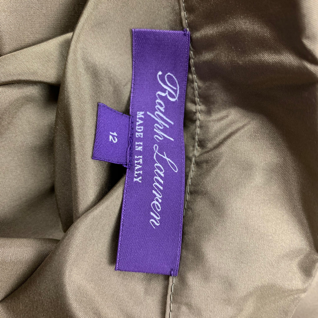 RALPH LAUREN Purple Label Size 12 Olive Silk Belted A-Line Dress Sui Generis Designer Consignment RALPH LAUREN Purple Label Size 12 Olive Silk Belted A-Line Dress Sui Generis Designer Consignment