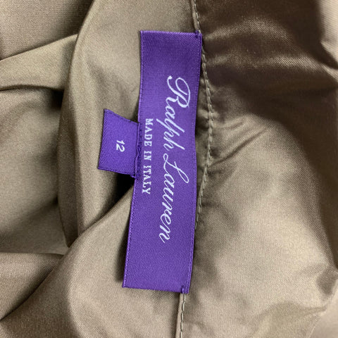 RALPH LAUREN Purple Label Size 12 Olive Silk Belted A-Line Dress