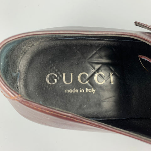 GUCCI Size 9 Burgundy Leather Monk Strap Loafers
