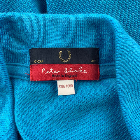 FRED PERRY x Peter Blake Size M Blue Patches Cotton Buttoned Polo