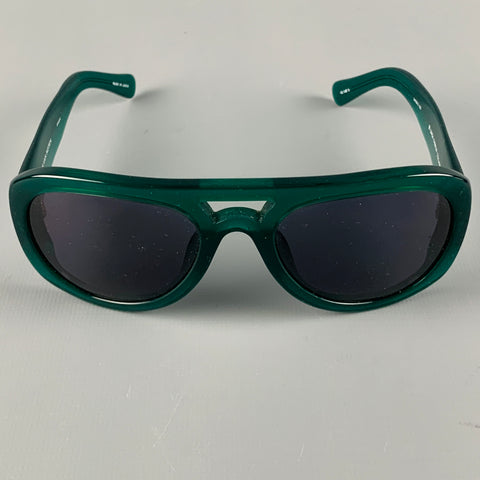 DRIES VAN NOTEN Green Grey Acetate Sunglasses
