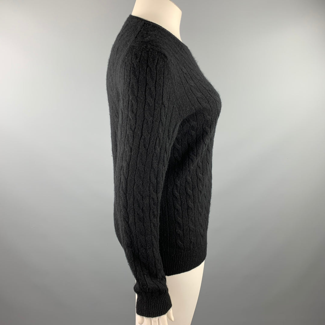 BROOKS BROTHERS Size L Black Knitted Cashmere Sweater