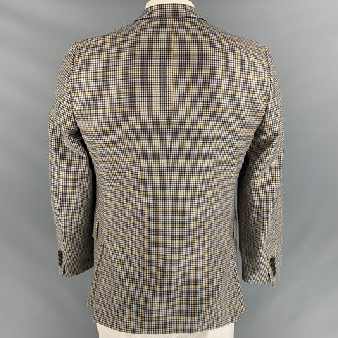 PAUL SMITH Khaki &  Navy Size 40 Plaid Wool Blend Notch Lapel Sport Coat