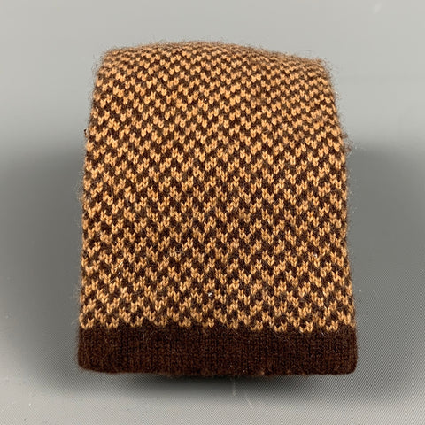 BERGDORF GOODMAN Brown Beige Woven Cashmere Tie
