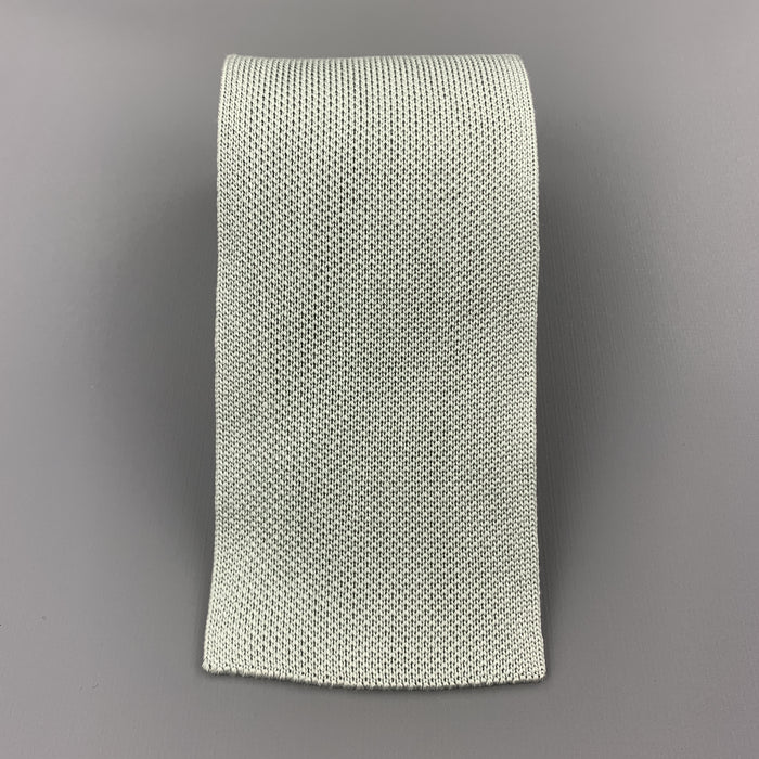 HERMES Pastel Green Woven Silk Tie