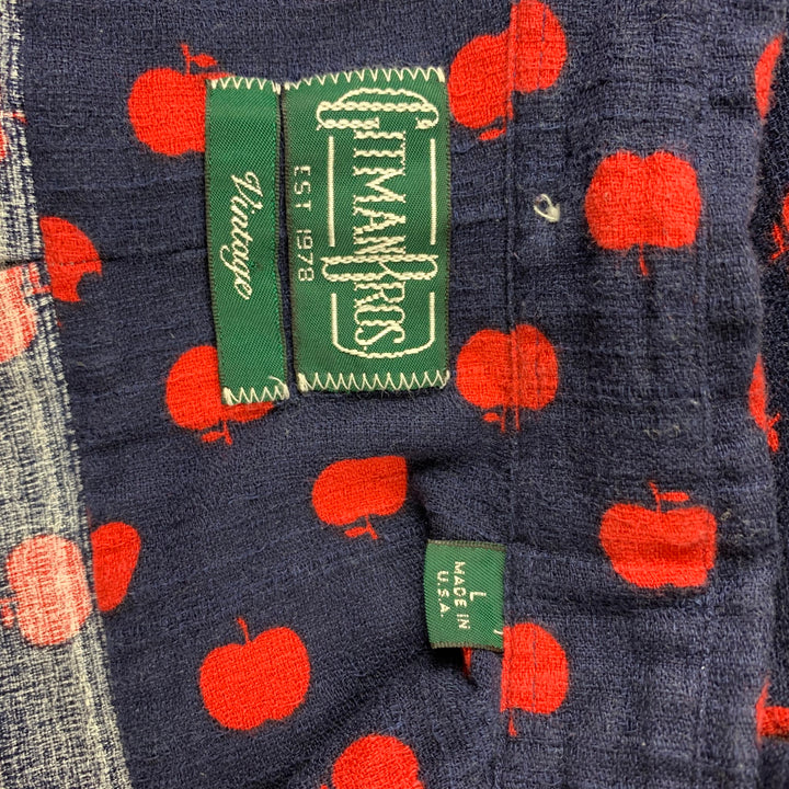 GITMAN VINTAGE Size L Navy & Red Apple Print Cotton Button Down Long Sleeve Shirt