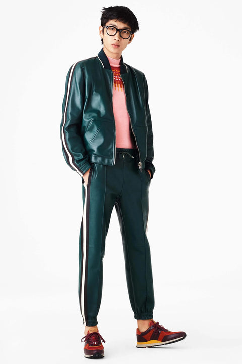 BALLY by Pablo Coppola SS 17 Size S Green White Stripe Leather 2 Piece Set