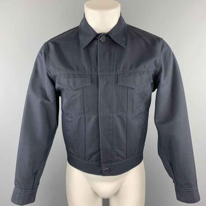 CALVIN KLEIN COLLECTION Size M Navy Cotton Blend Trucker Jacket