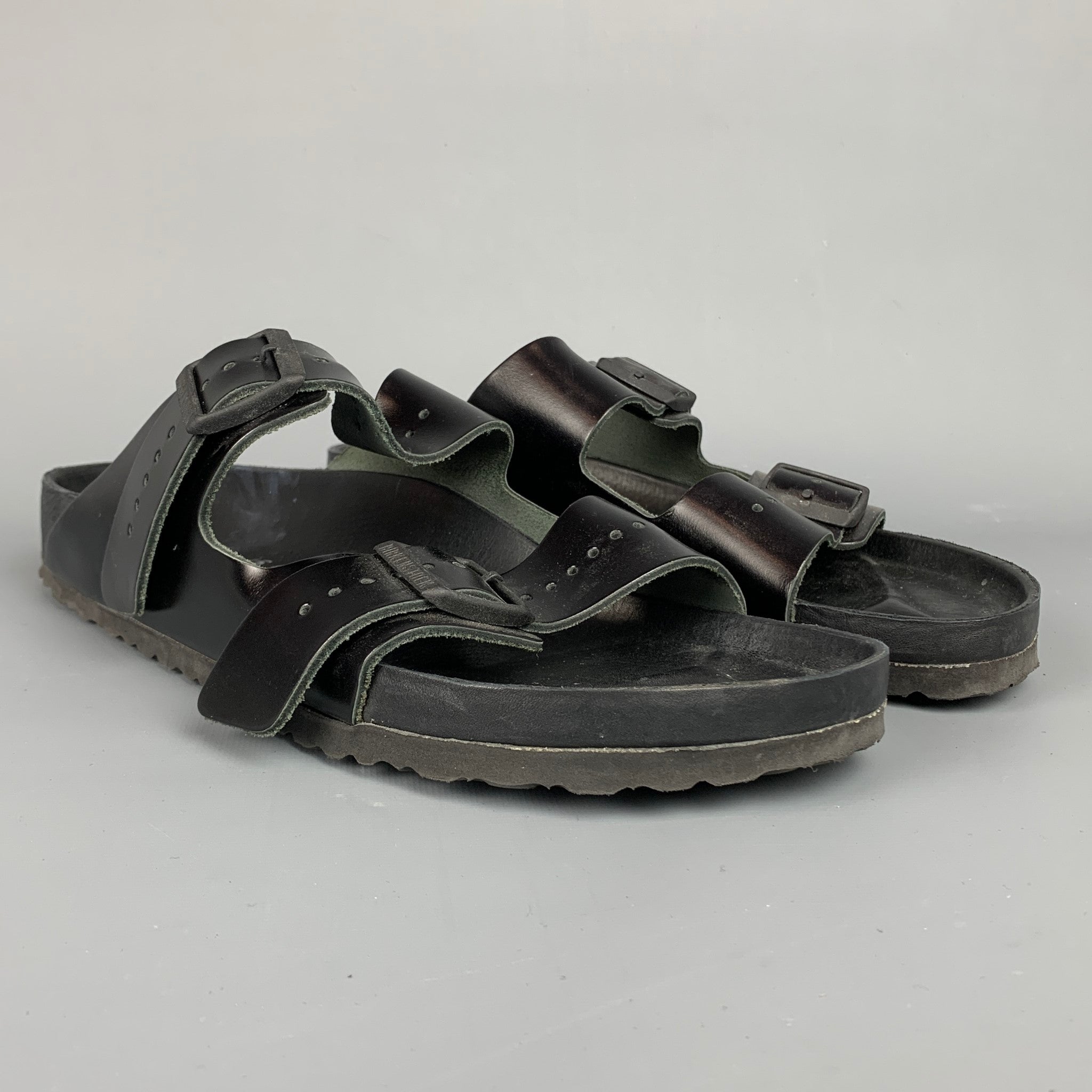 RICK OWENS x BIRKENSTOCK Arizona Size 12 Black Leather Sandals Sui Generis Designer Consignment