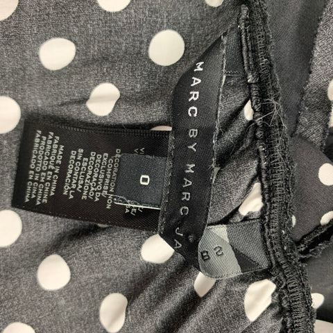 MARC by MARC JACOBS Size 0 Black White Viscose Polka Dot Ruffle Skirt