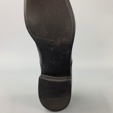 PRADA Size 10 Black Leather Lace Up Dress Shoes
