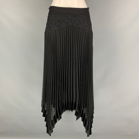 ZIMMERMANN Size 2 Black Viscose Polyester Dots Asymmetrical Skirt