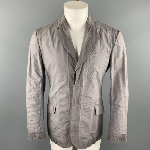 FAKE LONDON Size 40 Gray Cotton Notch Lapel Jacket