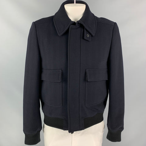BURBERRY PRORSUM by Christopher Bailey Size 42 Navy Virgin Wool Coat